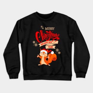 Red Orange Cartoon Cute Squirrel Christmas Crewneck Sweatshirt